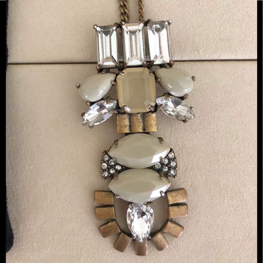 J Crew 32” necklace w/ stone pendant.